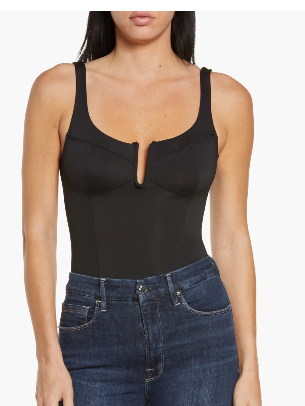Good American Black Scuba U Corset Bodysuit size 3 Large